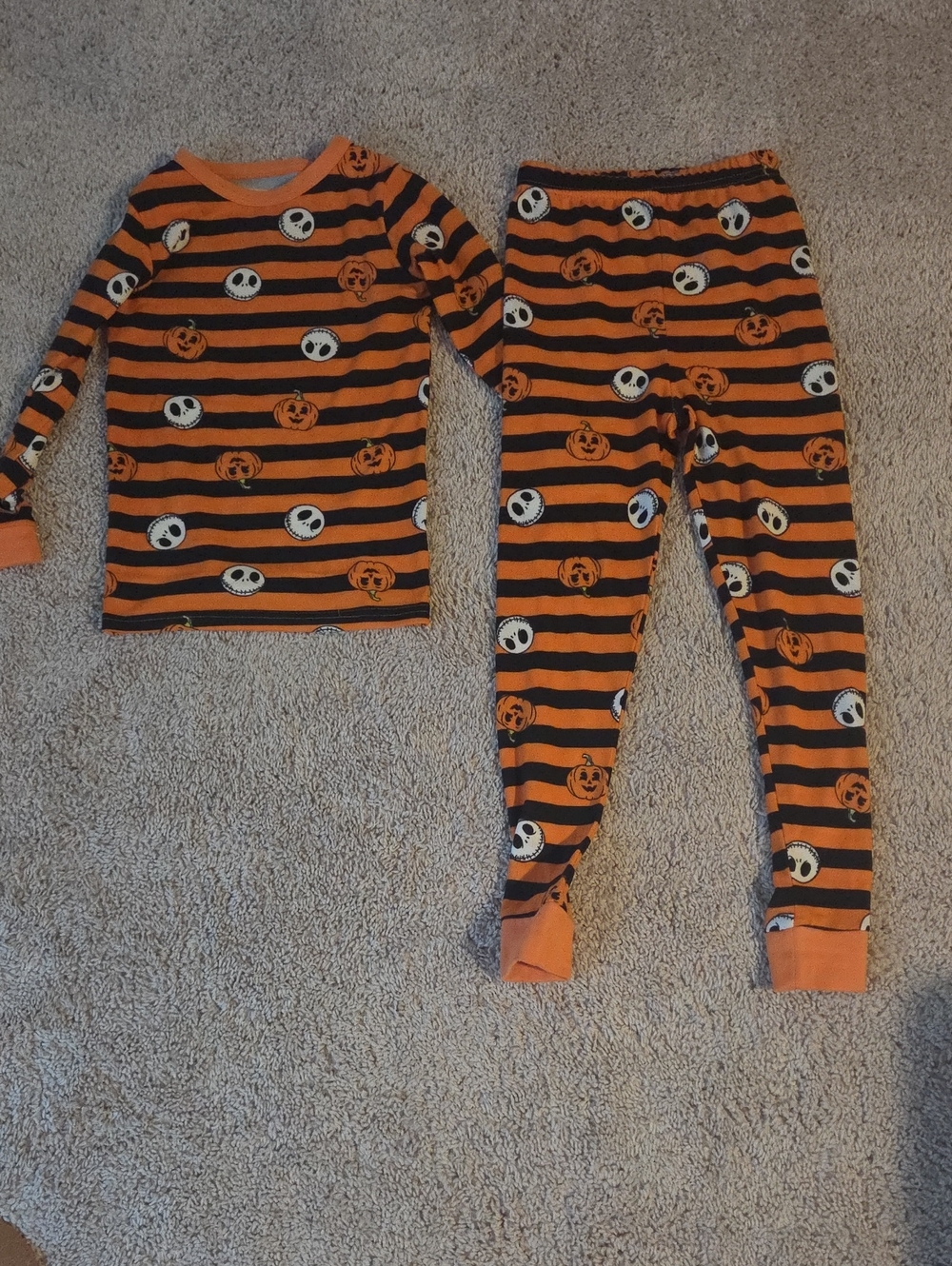 Disney Orange and Black Striped Jack-O'-Lantern Kids Pajama Set